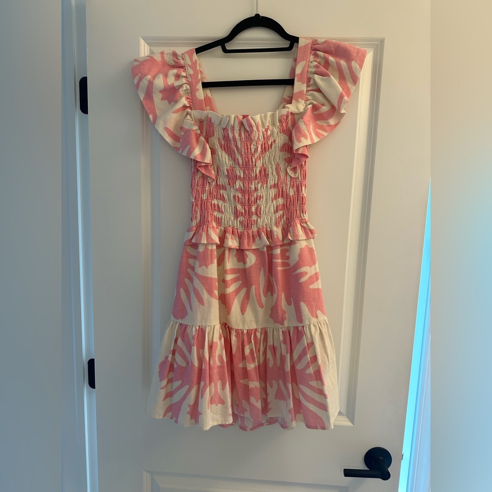 Sea pink and ivory dress
